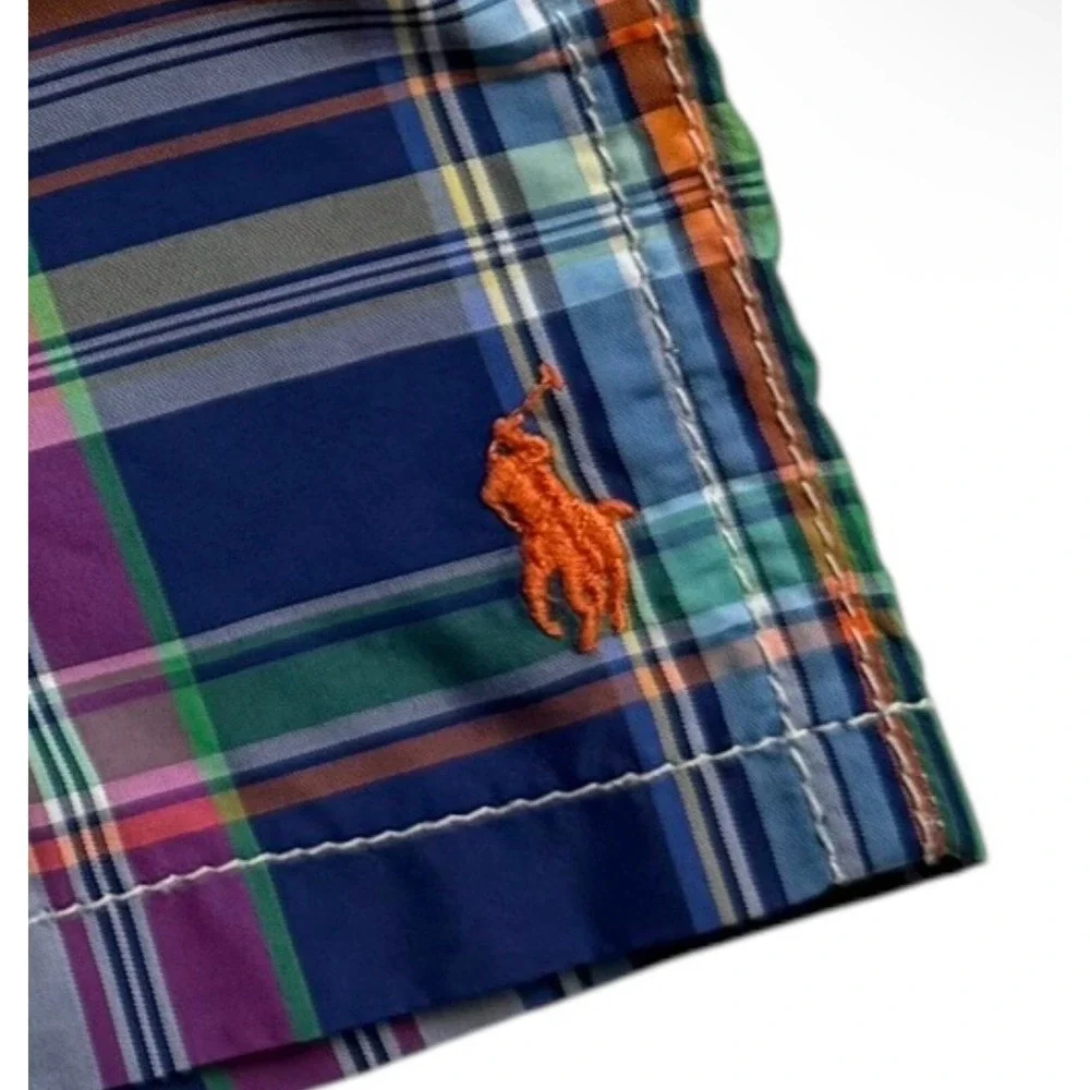 Polo Ralph Lauren Kids Plaid Swim Trunks Blue Multi Color 18M Toddler‎ Shorts